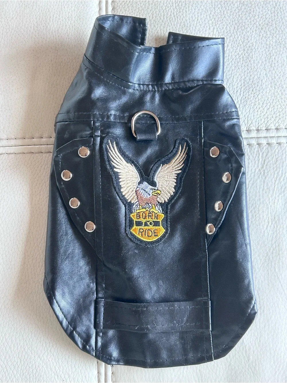 Black Faux Leather Dog Jacket